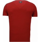 Local Fanatic Basic Exclusieve V Neck - T-Shirt - Bordeaux