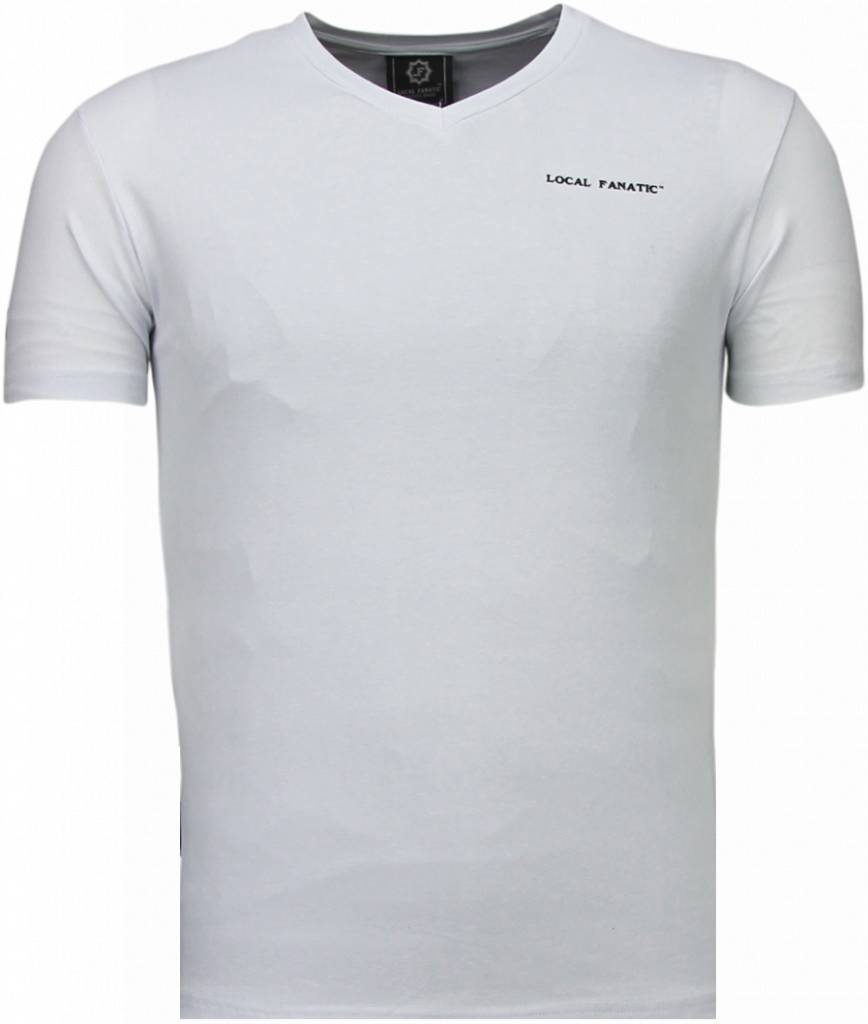 Local Fanatic Basic Exclusieve V Neck T Shirt Wit local fanatic kopen in de aanbieding
