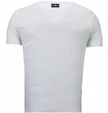 Local Fanatic Basic Exclusieve V Neck - T-Shirt - Wit