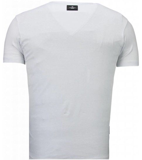 Local Fanatic Basic Exclusieve V Neck - T-Shirt - Wit