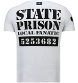 Local Fanatic State Prison - Rhinestone T-shirt - Wit