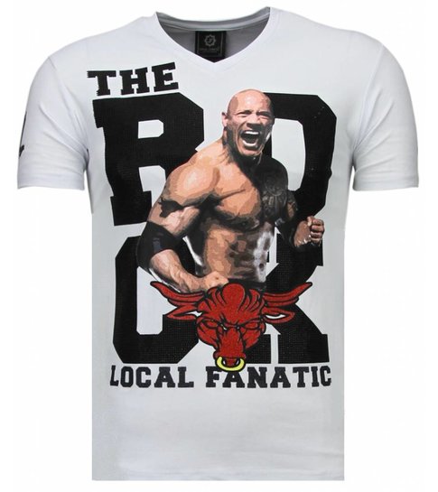 Local Fanatic The Rock - Rhinestone T-shirt - Wit