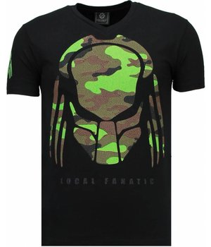 Local Fanatic Predator - Rhinestone T-shirt - Zwart