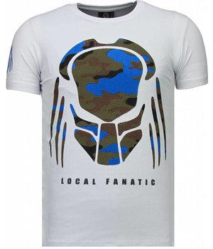 Local Fanatic Predator - Rhinestone T-shirt - Wit