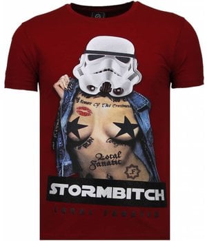 Local Fanatic Stormbitch - Rhinestone T-shirt - Bordeaux