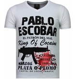 Local Fanatic Pablo Escobar Narcos - Rhinestone T-shirt - Wit