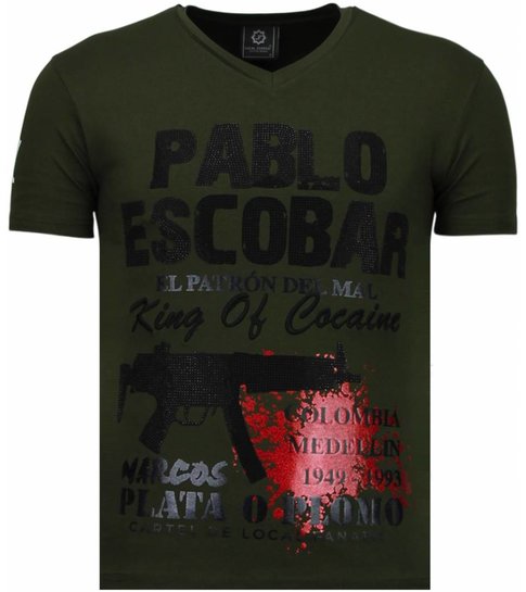 Local Fanatic Pablo Escobar Narcos - Rhinestone T-shirt - Groen