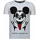 Kiss My Mickey - Rhinestone T-shirt - Wit