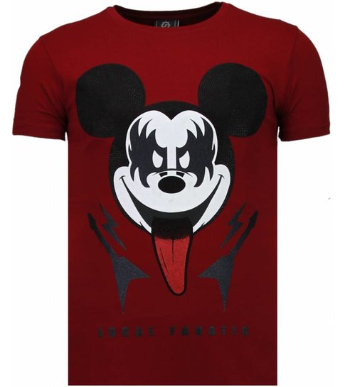 Local Fanatic Kiss My Mickey - Rhinestone T-shirt - Bordeaux