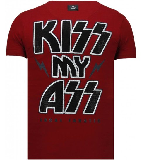 Local Fanatic Kiss My Mickey - Rhinestone T-shirt - Bordeaux