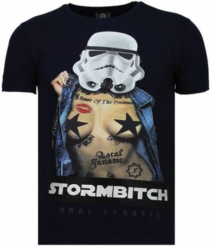Local Fanatic Stormbitch - Rhinestone T-shirt - Blauw