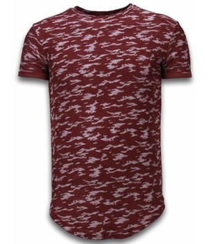 JUSTING Fashionable Camouflage T-shirt - Long Fit Shirt Army Pattern - Bordeaux