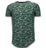 JUSTING Fashionable Camouflage T-shirt - Long Fit Shirt Army Pattern - Groen