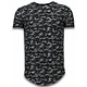 Fashionable Camouflage T-shirt - Long Fit Shirt Army Pattern - Zwart