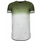 Flare Effect T-shirt - Long Fit Shirt Dual Colored - Groen