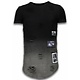 Pictured Flare Effect T-shirt - Long Fit Shirt Dual Colored - Zwart