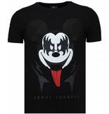 Local Fanatic Kiss My Mickey - Rhinestone T-shirt - Zwart