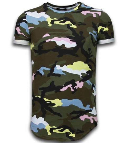 TONY BACKER Known Camouflage T-shirt - Long Fit Shirt Army - Pink