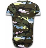 TONY BACKER Known Camouflage T-shirt - Long Fit Shirt Army - Pink