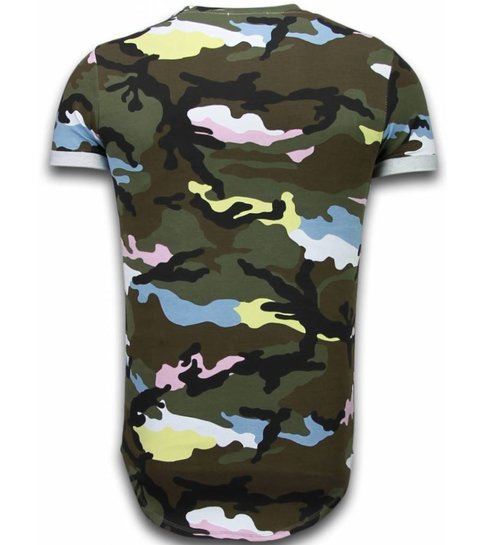 TONY BACKER Known Camouflage T-shirt - Long Fit Shirt Army - Pink