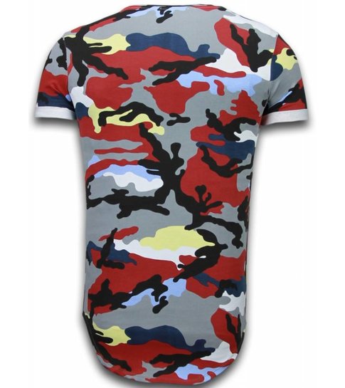 TONY BACKER Known Camouflage T-shirt - Long Fit Shirt Army - Bordeaux