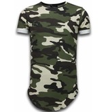 TONY BACKER Known Camouflage T-shirt - Long Fit Shirt Army - Groen