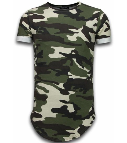 etnisch aflevering Drijvende kracht TONY BACKER Known Camouflage T-shirt - Long Fit Shirt Army - Groen - Style  Italy
