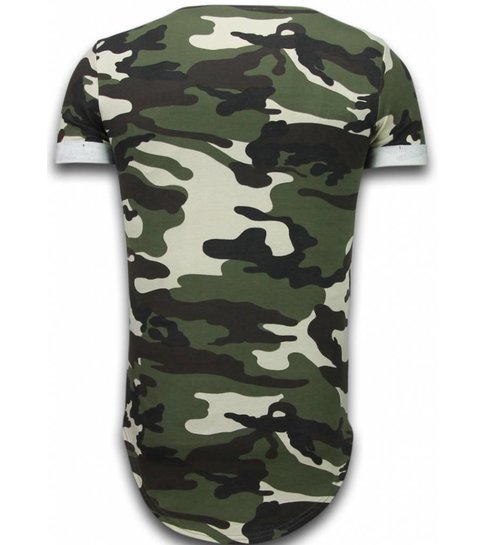 TONY BACKER Known Camouflage T-shirt - Long Fit Shirt Army - Groen