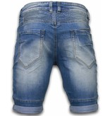 Enos Korte Broeken Heren - Slim Fit Ribbed Look Shorts - Blauw