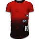 Pictured Flare Effect T-shirt - Long Fit Shirt Dual Colored - Rood