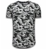 JUSTING Casual Camouflage Pattern - Aired Slim Fit T-shirt - Grijs