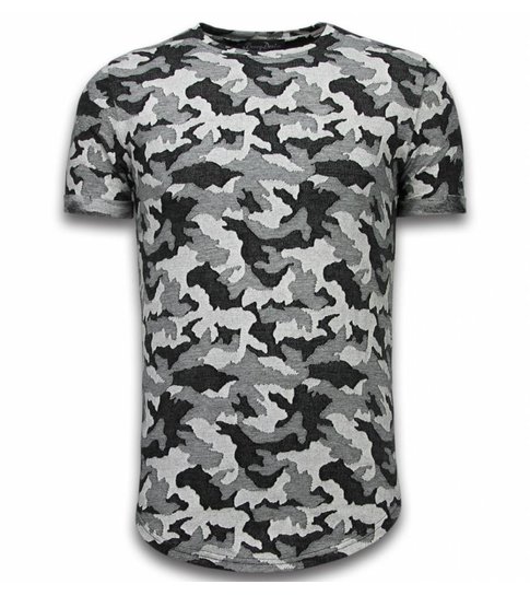 JUSTING Casual Camouflage Pattern - Aired Slim Fit T-shirt - Grijs