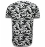 JUSTING Casual Camouflage Pattern - Aired Slim Fit T-shirt - Grijs