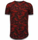 JUSTING Casual Camouflage Pattern - Aired Slim Fit T-shirt - Rood