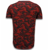 JUSTING Casual Camouflage Pattern - Aired Slim Fit T-shirt - Rood