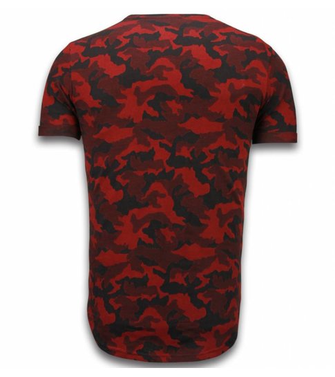 JUSTING Casual Camouflage Pattern - Aired Slim Fit T-shirt - Rood