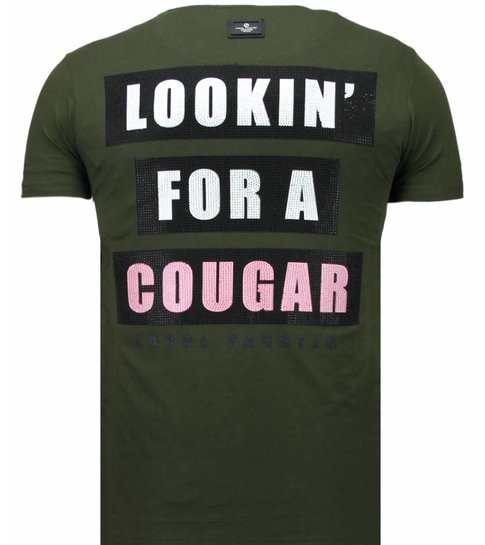 Local Fanatic Panther For A Cougar - Rhinestone T-shirt - Groen