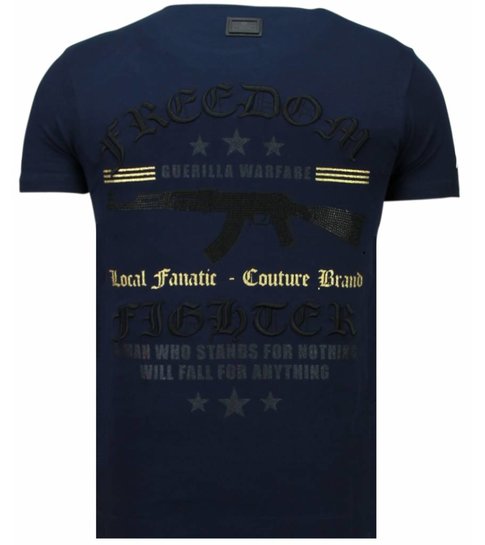 Local Fanatic Freedom Fighter - Rhinestone T-shirt - Blauw