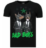 Local Fanatic Bad Boys Pinscher - Rhinestone T-shirt - Zwart