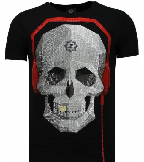 Local Fanatic Skull Bring The Beat - Rhinestone T-shirt - Zwart