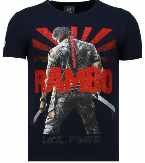 Local Fanatic Rambo Shine - Rhinestone T-shirt - Navy