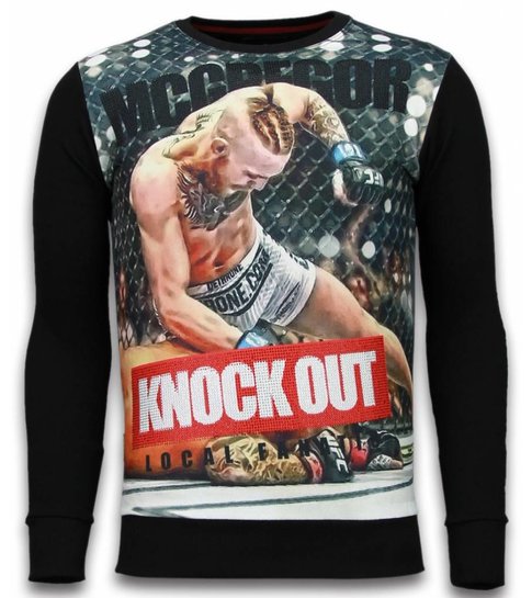 Local Fanatic McGregor Knock Out - Digital Rhinestone Sweater - Zwart