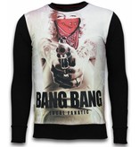 Local Fanatic Monroe Bang Bang - Digital Rhinestone Sweater - Zwart