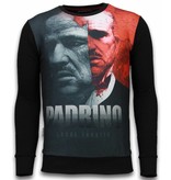 Local Fanatic El Padrino Two Faced - Digital Rhinestone Sweater - Zwart