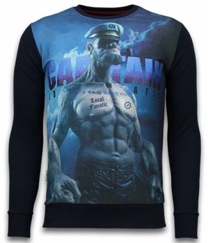 Local Fanatic The Sailor Man - Digital Rhinestone Sweater - Zwart