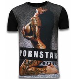 Local Fanatic Tattoo Pornstar - Digital Rhinestone T-shirt - Zwart