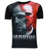 Local Fanatic El Padrino - Digital Rhinestone T-shirt - Zwart