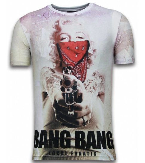 Local Fanatic Bang Bang Marilyn - Digital Rhinestone T-shirt - Wit