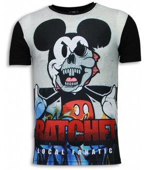 Local Fanatic Ratchet Mickey - Digital Rhinestone T-shirt - Zwart