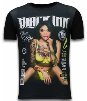 Local Fanatic Black Ink Crew - Digital Rhinestone T-shirt - Zwart